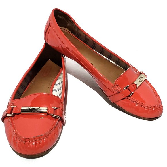 Coach Shoes Coach Berdina Orange Patent Leather Loafers Poshmark